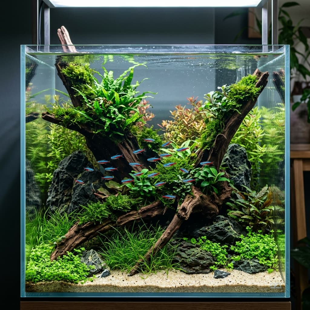 Beautiful planted aquascape aquarium